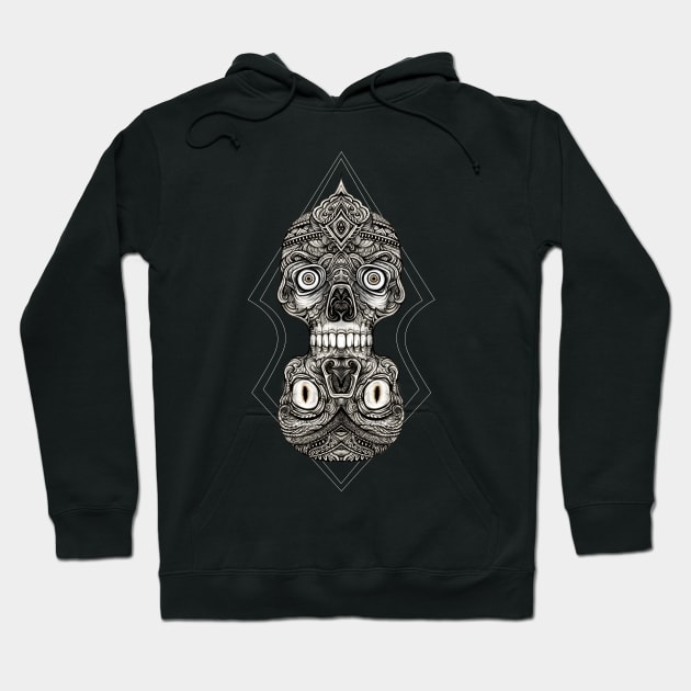 Dual Asian Tattoo Skulls Hoodie by shaireproductions